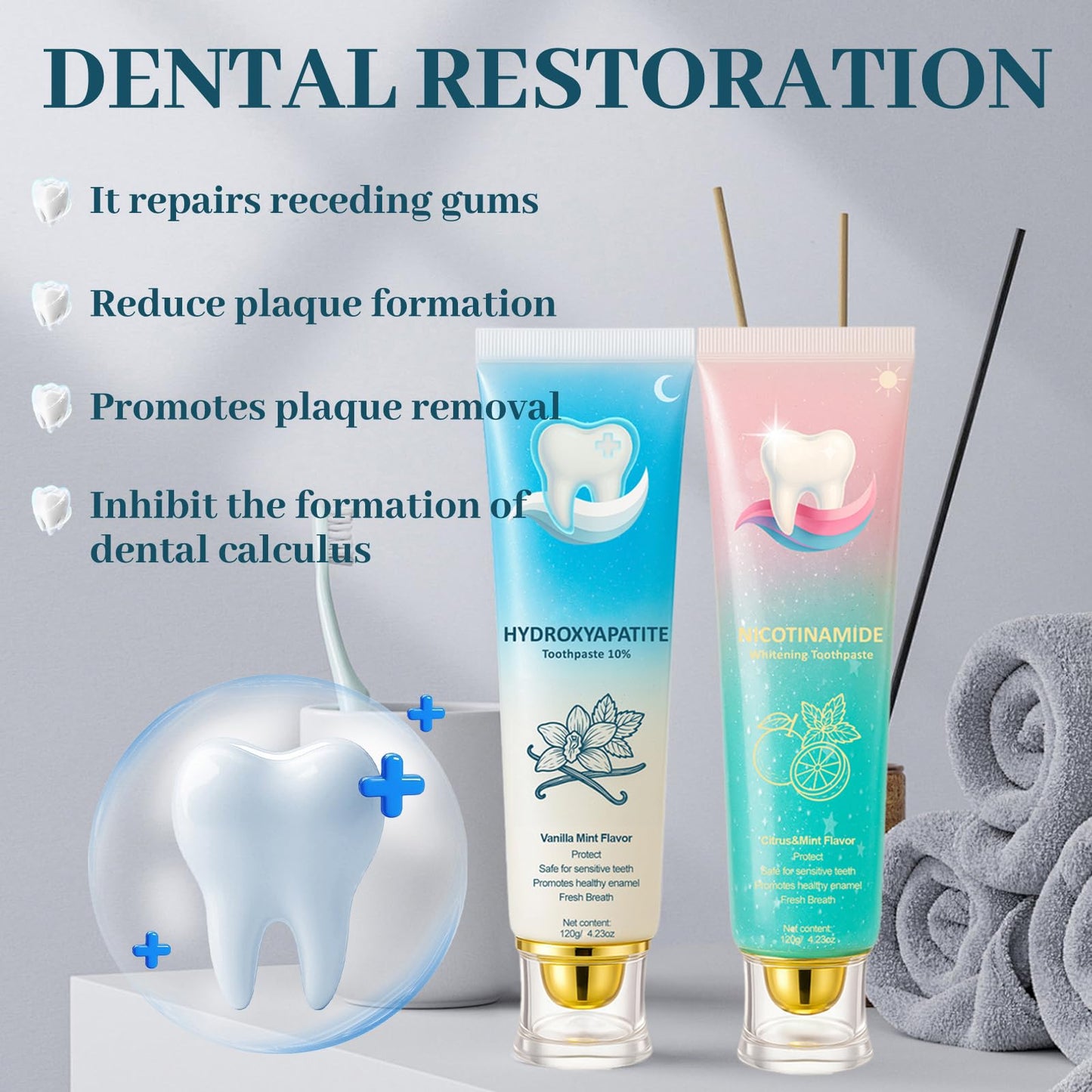 Hydroxyapatite Toothpaste 10% + Niacinamide Whitening - Enamel Repair & Sensitivity Relief