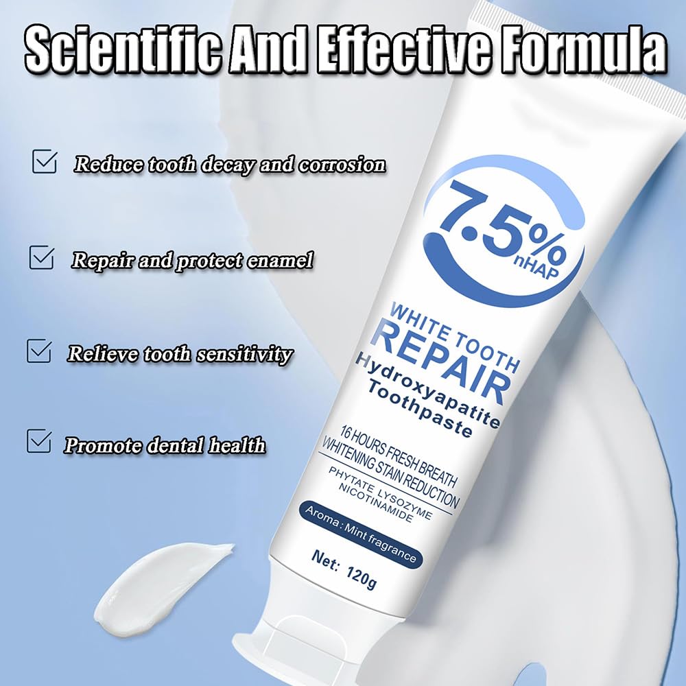 2-Pack Hydroxyapatite Toothpaste – Fluoride-Free, 7.5% Hydroxyapatite for Sensitive Teeth