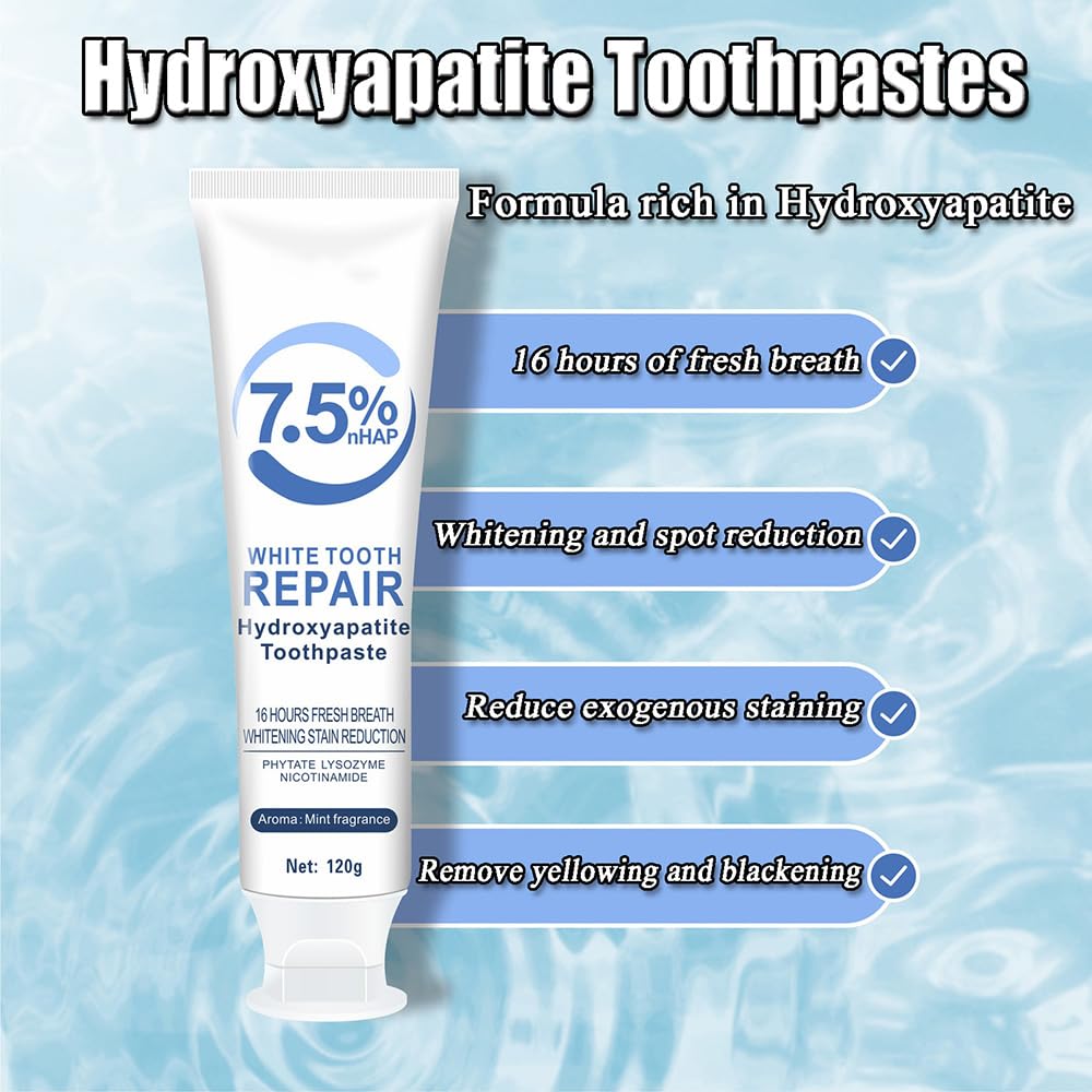 2-Pack Hydroxyapatite Toothpaste – Fluoride-Free, 7.5% Hydroxyapatite for Sensitive Teeth