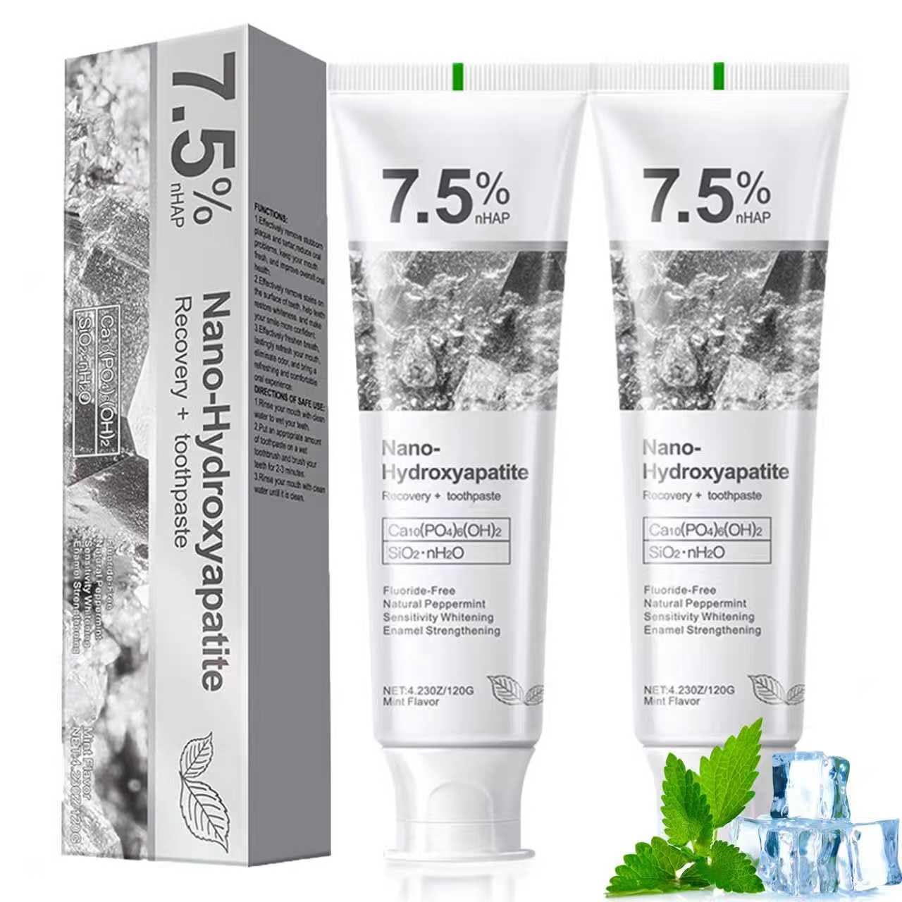 Hydroxyapatite Toothpaste for Enamel Protection & Strength - Gentle Mint, Safe for Sensitive Teeth