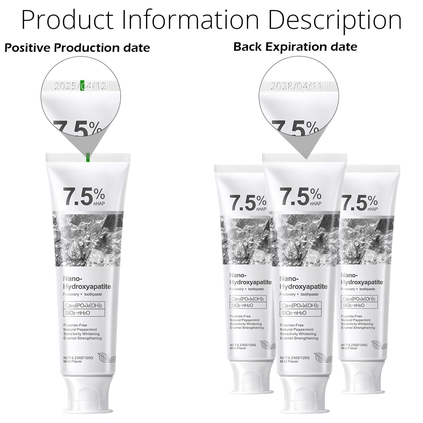 Hydroxyapatite Toothpaste for Enamel Protection & Strength - Gentle Mint, Safe for Sensitive Teeth