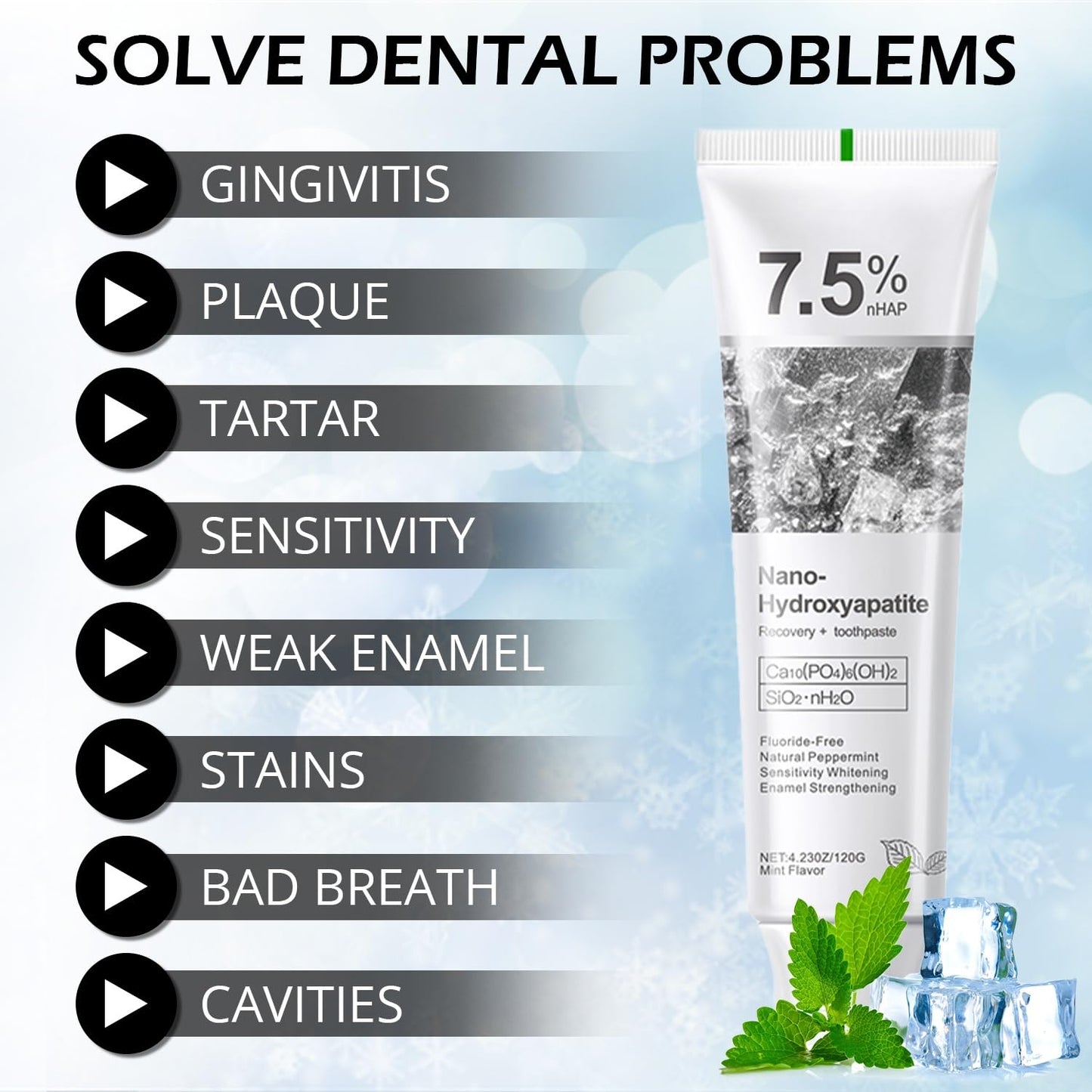 Hydroxyapatite Toothpaste for Enamel Protection & Strength - Gentle Mint, Safe for Sensitive Teeth