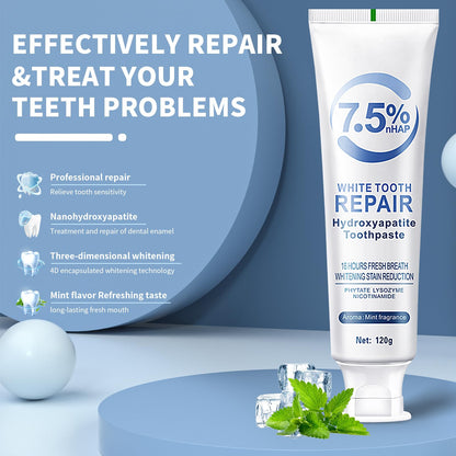 2 PCS Hydroxyapatite Toothpaste – 7.5% Enamel Protection, Gentle Mint, Daily Use