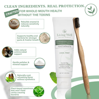 Hydroxyapatite Toothpaste – Fluoride-Free Remineralizing Formula with PROtektin – Mint, 4 oz