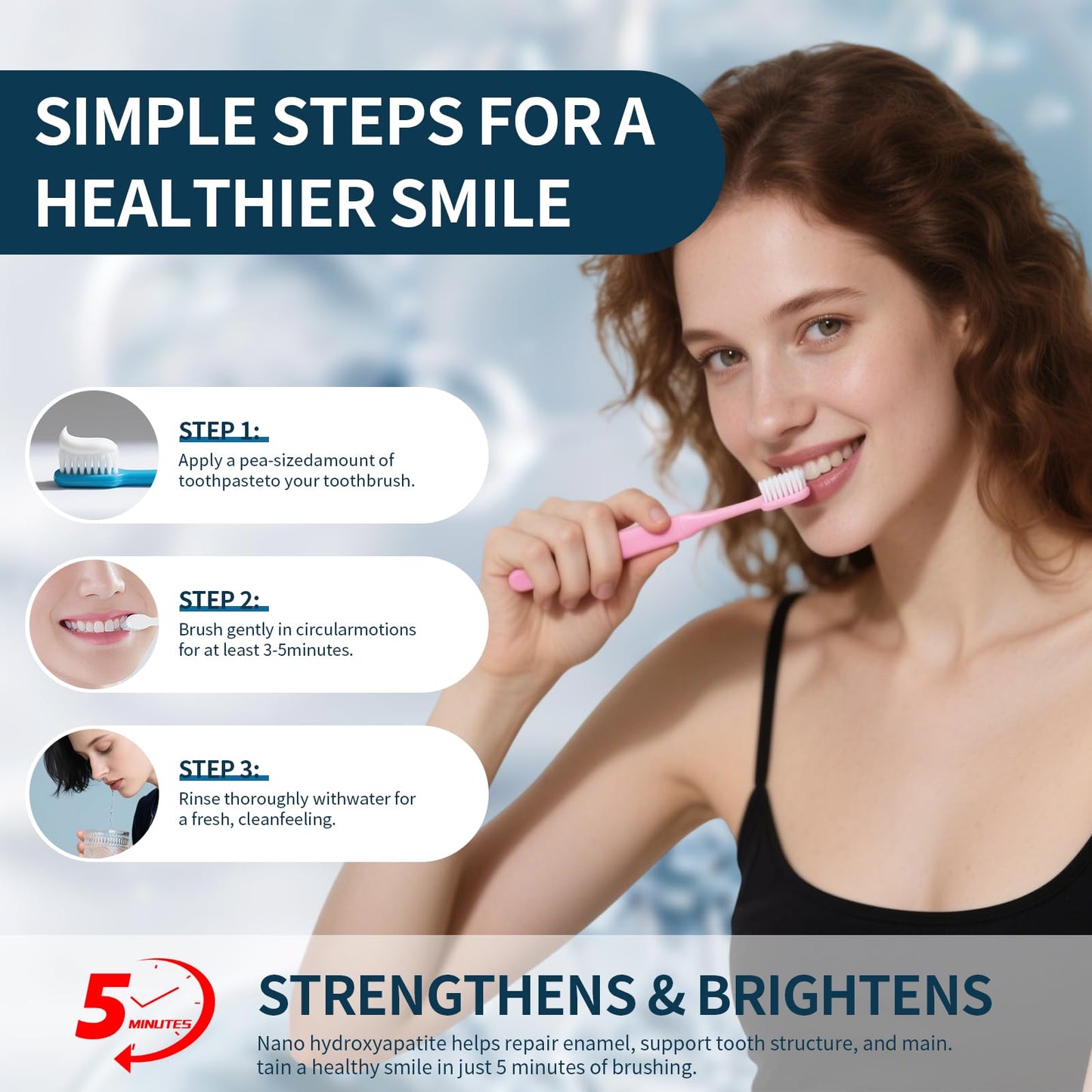 2 PCS Hydroxyapatite Toothpaste – 7.5% Enamel Protection, Gentle Mint, Daily Use