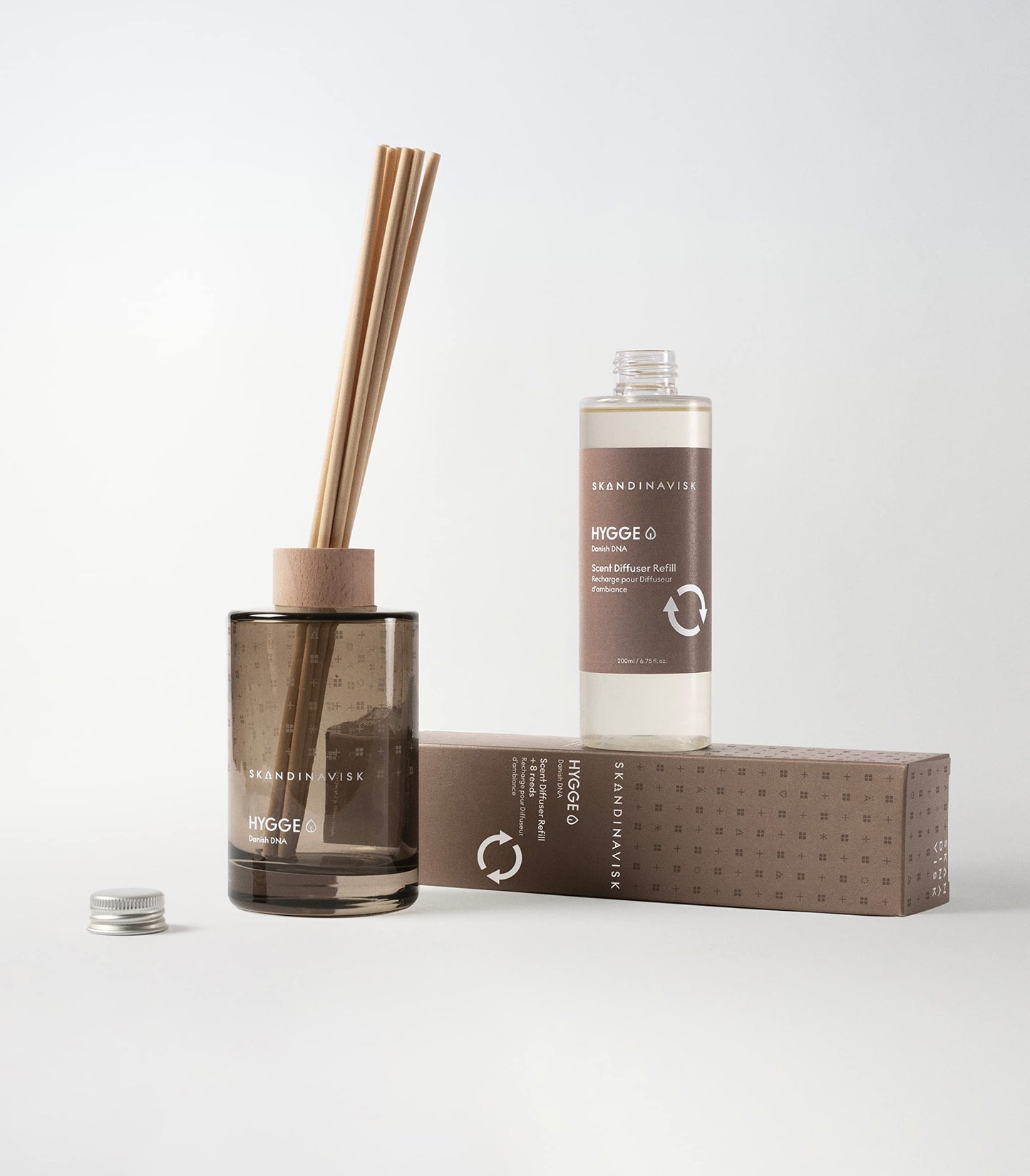 Skandinavisk Hygge Scent Diffuser with 8 Reeds — 3 Months, 6.75 fl oz, Black Tea & Mint Leaves, Dried Apples & Cinnamon
