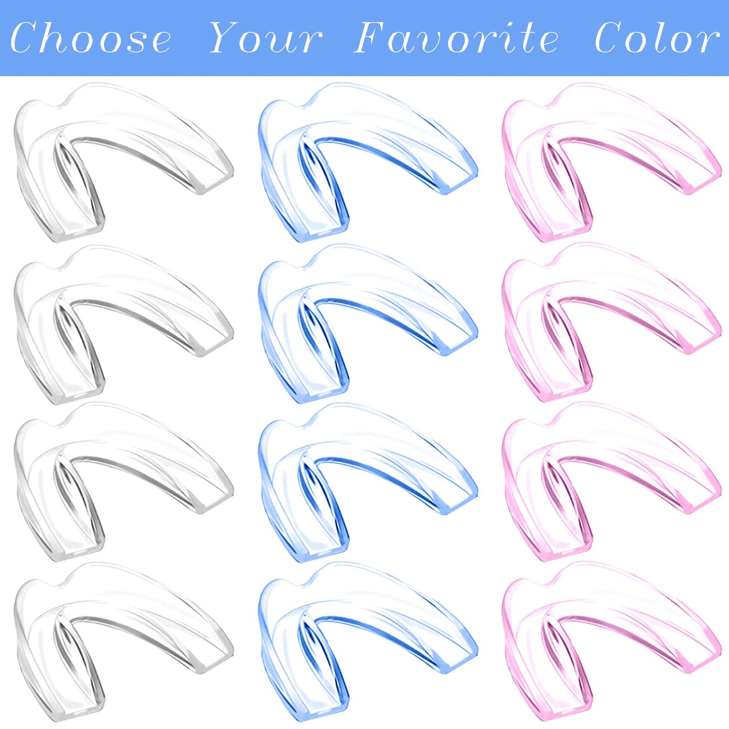 Kids Mouth Guard Blue for Grinding Teeth – 8 Pack Moldable Night Guards with Case & Gel Ice Pack
