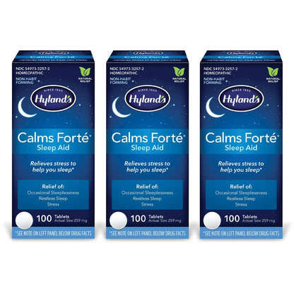 Hyland’s Calms Forte' Sleep Aid Tablets – Natural Relief for Occasional Sleeplessness (Pack of 3, 300 Tablets)