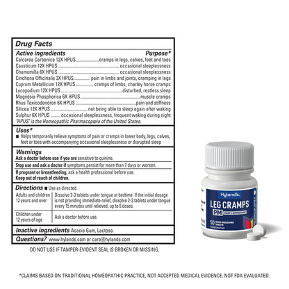 Hyland's Leg Cramps PM - Nighttime Leg, Calf & Foot Relief | 100 Quick-Dissolving Tablets (2-Pack)