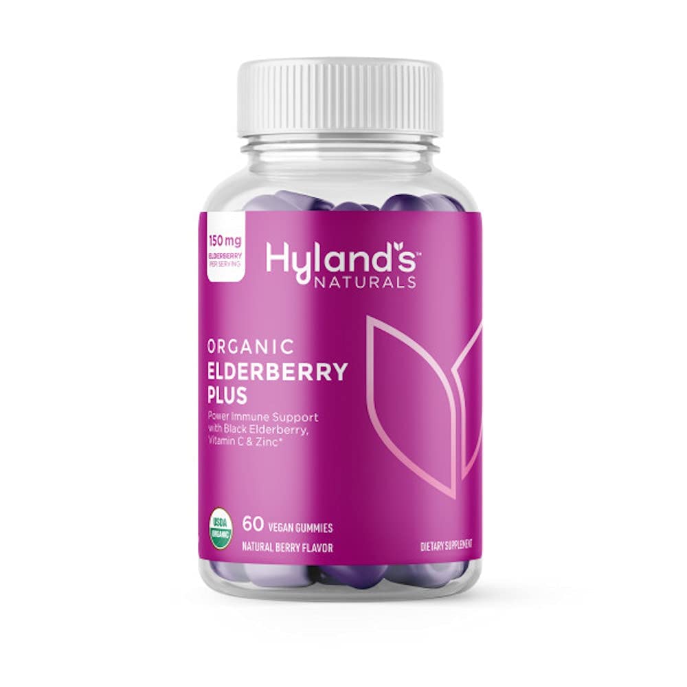 Hyland's Organic Elderberry Plus Gummies – Immune Support with Zinc & Vitamin C (60 Vegan Gummies)