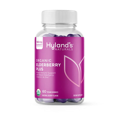 Hyland's Organic Elderberry Plus Gummies – Immune Support with Zinc & Vitamin C (60 Vegan Gummies)