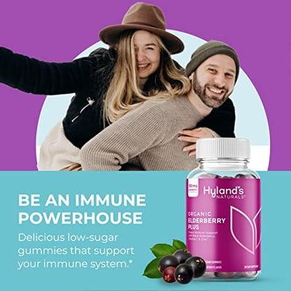 Hyland's Organic Elderberry Plus Gummies – Immune Support with Zinc & Vitamin C (60 Vegan Gummies)