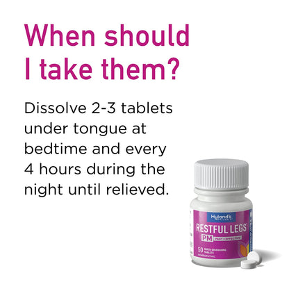 Hyland's Restful Legs PM – Nighttime Sleep Aid (Pack of 2, 50 Quick-Dissolving Tablets)