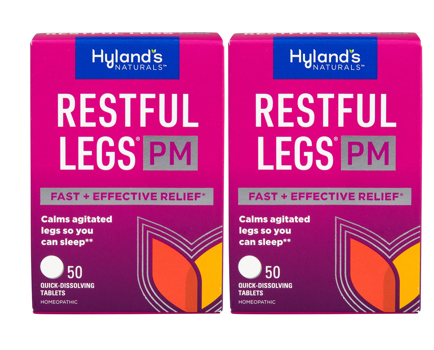 Hyland's Restful Legs PM – Nighttime Sleep Aid (Pack of 2, 50 Quick-Dissolving Tablets)