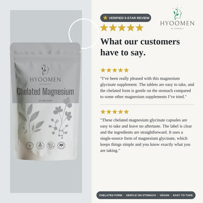 Magnesium Glycinate Capsules 225mg Hyoomen