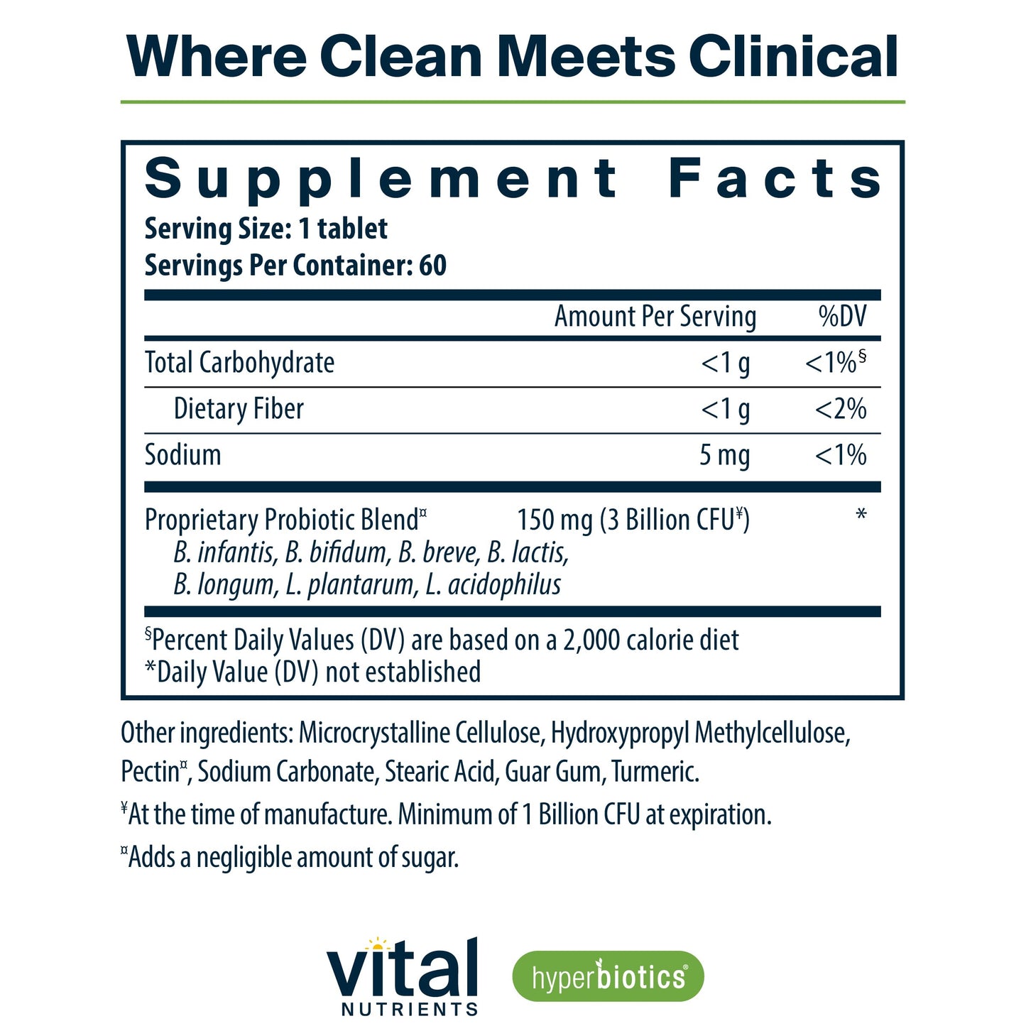 Hyperbiotics Vital Nutrients Bifidobacterium Probiotic | 7 Targeted Strains | Supports Immune and Digestive Health for Older Adults | Shelf-Stable | Vegan | 60 Tablets