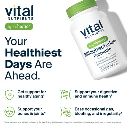 Hyperbiotics Vital Nutrients Bifidobacterium Probiotic | 7 Targeted Strains | Supports Immune and Digestive Health for Older Adults | Shelf-Stable | Vegan | 60 Tablets