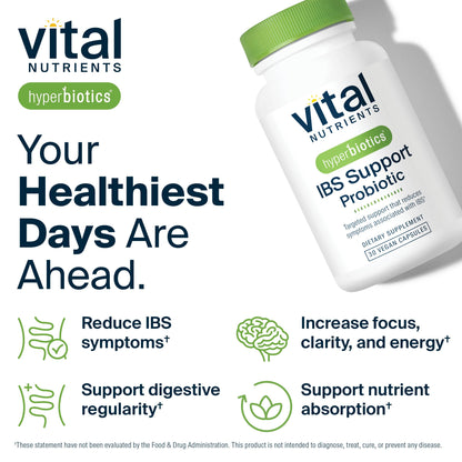 Hyperbiotics Vital Nutrients IBS Probiotic – Clinically Studied Vegan IBS Relief | 30 Capsules