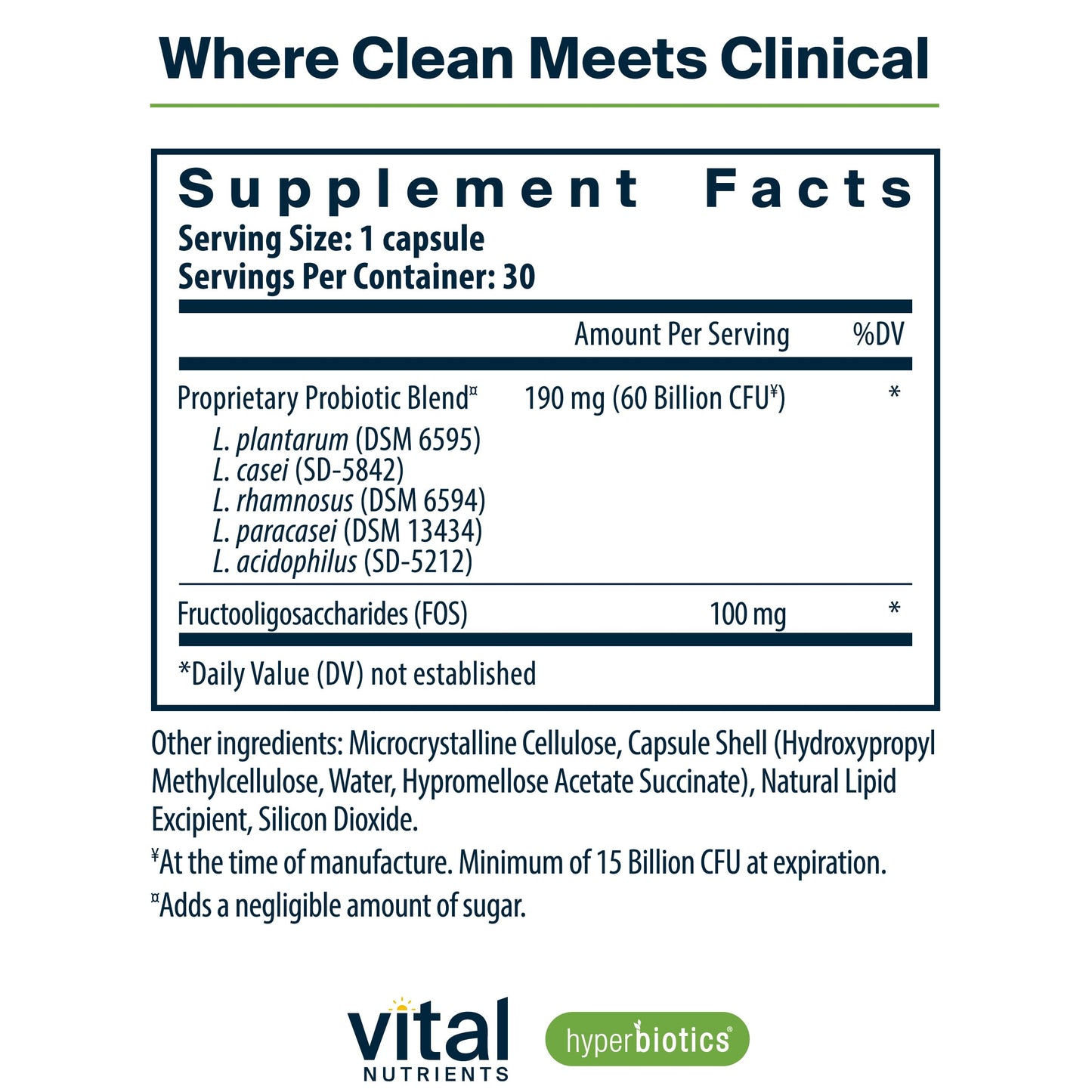 Hyperbiotics Vital Nutrients Prebiotic & Probiotic – 60B CFU, 30 Vegan Capsules