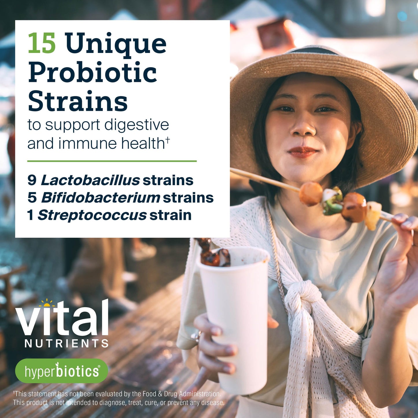 Hyperbiotics Vital Nutrients Pro-15 Probiotics – 15 Strains + Kiwifruit | 30 Vegan Tablets