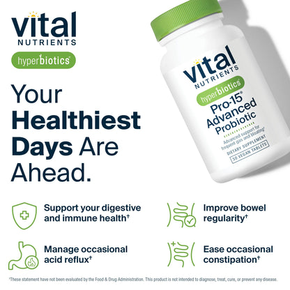 Hyperbiotics Vital Nutrients Pro-15 Probiotics – 15 Strains + Kiwifruit | 30 Vegan Tablets