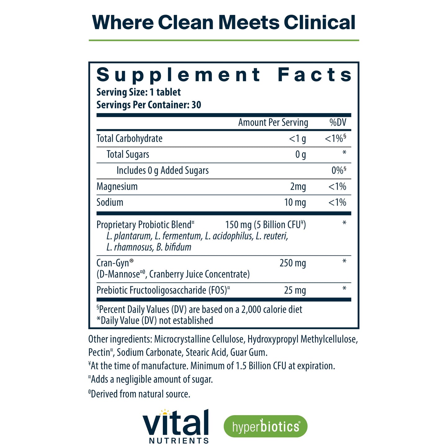 Hyperbiotics Vital Nutrients Pro Women Probiotics – Vaginal & Urinary Health | 6 Strains | 30 Vegan Tablets