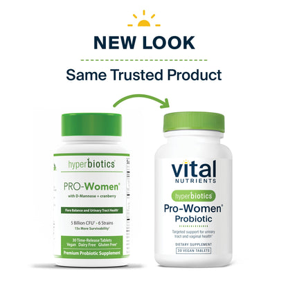 Hyperbiotics Vital Nutrients Pro Women Probiotics – Vaginal & Urinary Health | 6 Strains | 30 Vegan Tablets
