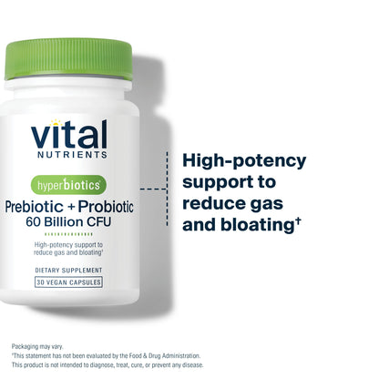 Hyperbiotics Vital Nutrients Prebiotic & Probiotic – 60B CFU, 30 Vegan Capsules