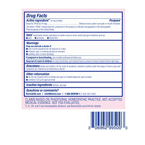 Boiron Borax 6C Homeopathic Medicine for Canker Sores – 3 Count (240 Pellets)