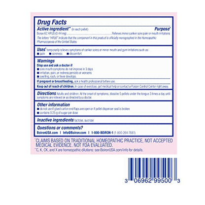 Boiron Borax 6C Homeopathic Medicine for Canker Sores – 3 Count (240 Pellets)