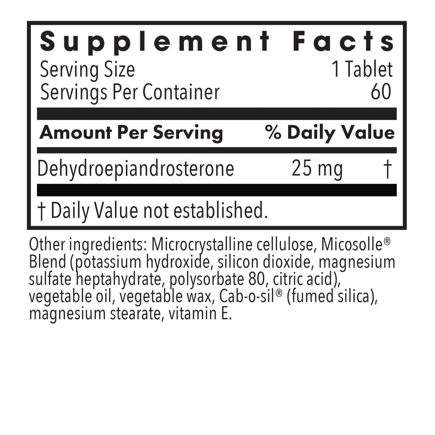 DHEA 25mg Supplement – Allergy Research Group | Hormone Support, Hypoallergenic, Soy-Free (60 Count)
