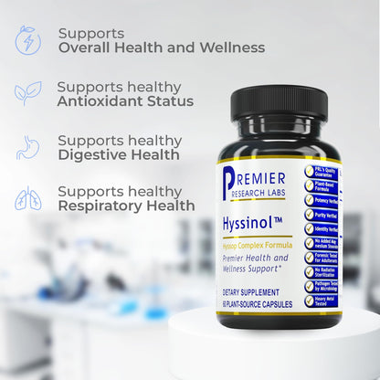 Premier Hyssinol Hyssop Capsules | Organic Hyssop + Green Tea - 60 Vegetarian Capsules