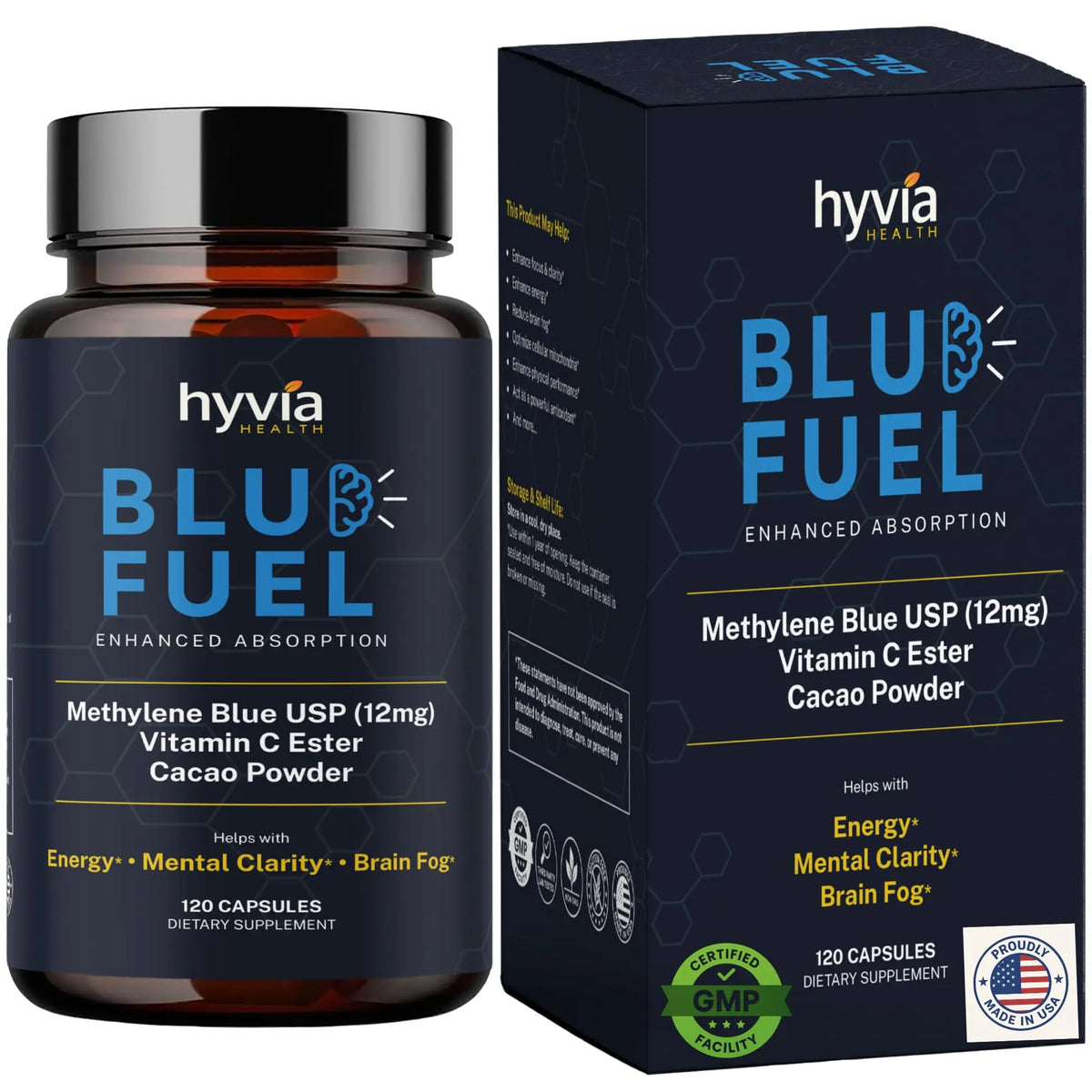 Hyvia Health Methylene Blue Capsules with Vitamin C – 120ct, USP Grade, Made in USA BritishVita | Premium UK Vitamins & Wellness Supplements