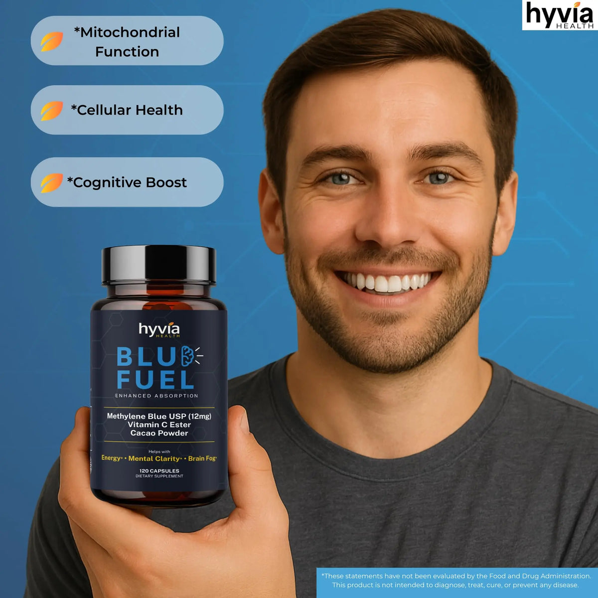 Hyvia Health Methylene Blue Capsules with Vitamin C – 120ct, USP Grade, Made in USA BritishVita | Premium UK Vitamins & Wellness Supplements