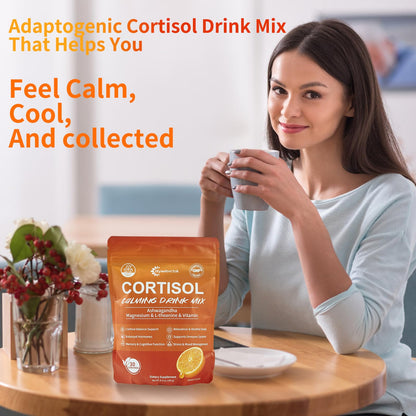 Hywebvctok Cortisol Drink Powder – Natural Cortisol Supplement for Women & Men | Ashwagandha, L-Theanine, Turmeric, Black Pepper | 6.3 oz