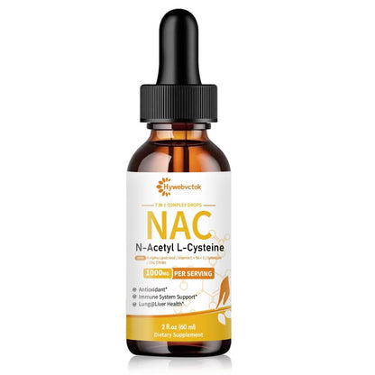 Hywebvctok Liquid NAC Drops 1000 MG – N-Acetyl Cysteine with R-Alpha Lipoic Acid | Immune Support, Liver & Lung Health | Orange Flavor