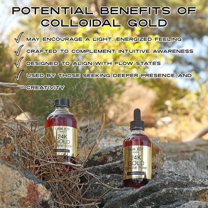 I Am Joy Colloidal Gold 24K - 99.99% Pure, 100ppm Ruby Red (4oz Glass Bottle)