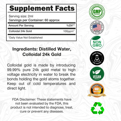 I Am Joy Colloidal Gold 24K - 99.99% Pure, 100ppm Ruby Red (4oz Glass Bottle)