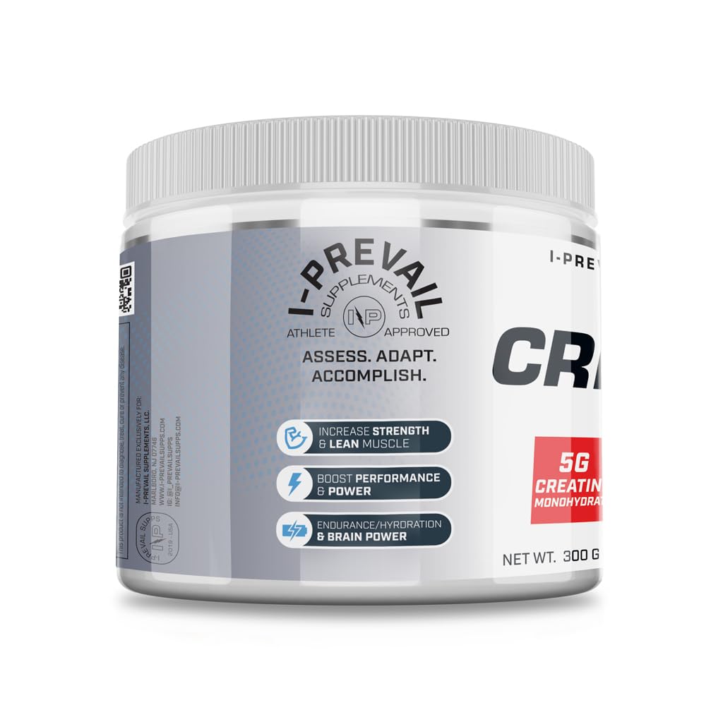 I-Prevail Supplements 100% Pure Creatine Monohydrate Powder Micronized – No Fillers – No Sodium – No Sugar | 5 Grams per Serving | 300 Grams – 60 Servings