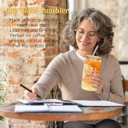iAOVUEBY 70th Birthday Gifts for Women - Tote, Tumbler & Gift Set