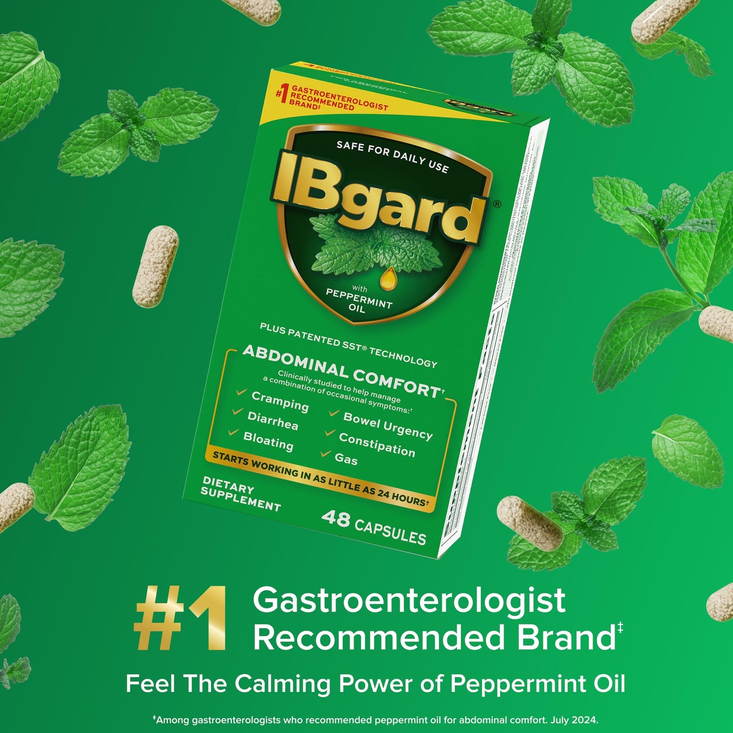 IBgard Gut Health Supplement with Peppermint Oil — 48 Capsules
