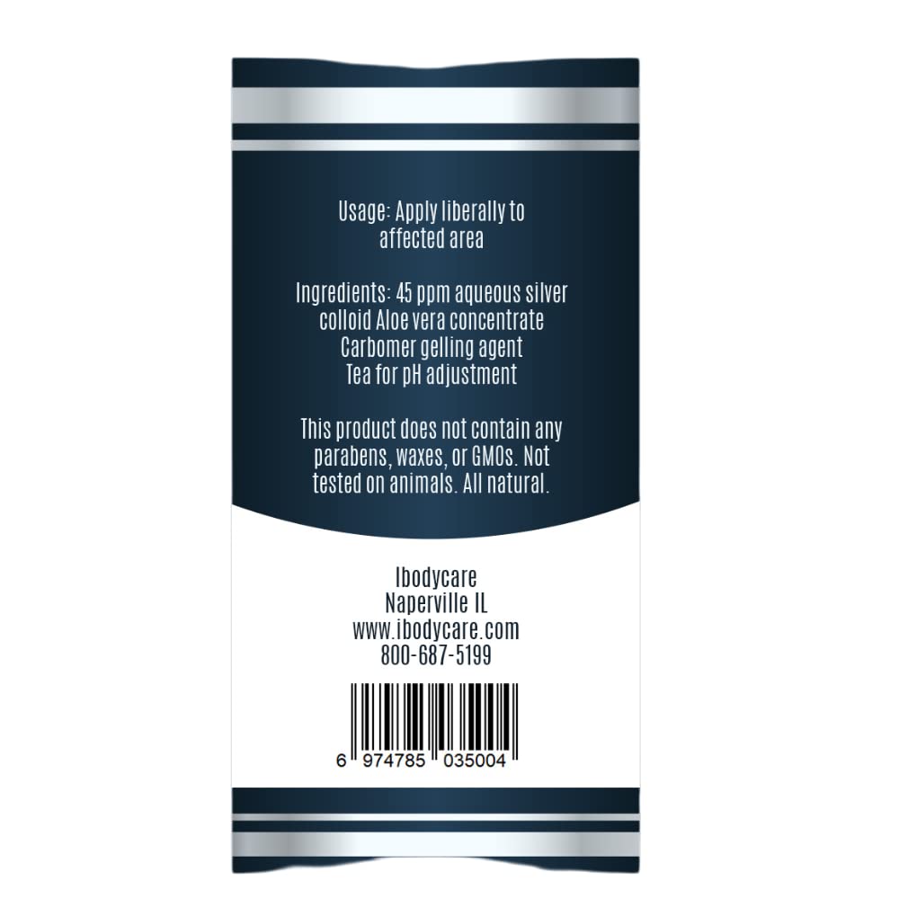 ibodycare Super Silver Colloidal Gel – 45 PPM Nano Silver Skin Gel (4 oz)