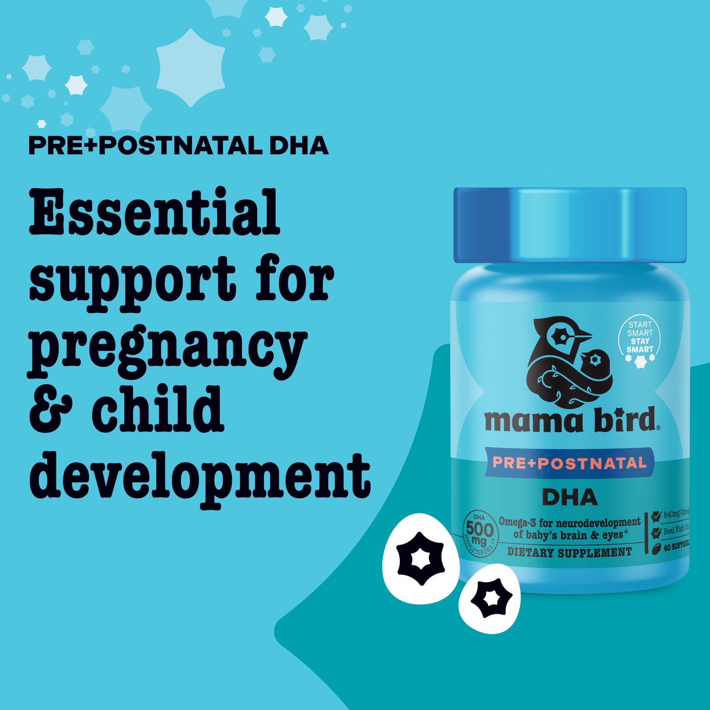 Best Nest Wellness Mama Bird Prenatal DHA – Omega-3 DHA & EPA for Pregnancy | 60 Softgels