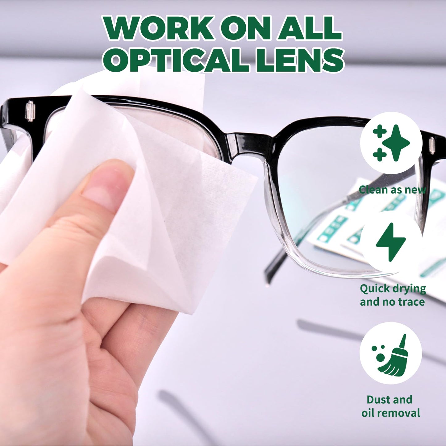 Icepac Lens Wipes for Eyeglasses – 200-Pack, 5x6 in – On-the-Go Cleaning for Glasses, Sunglasses, Phones & Cameras