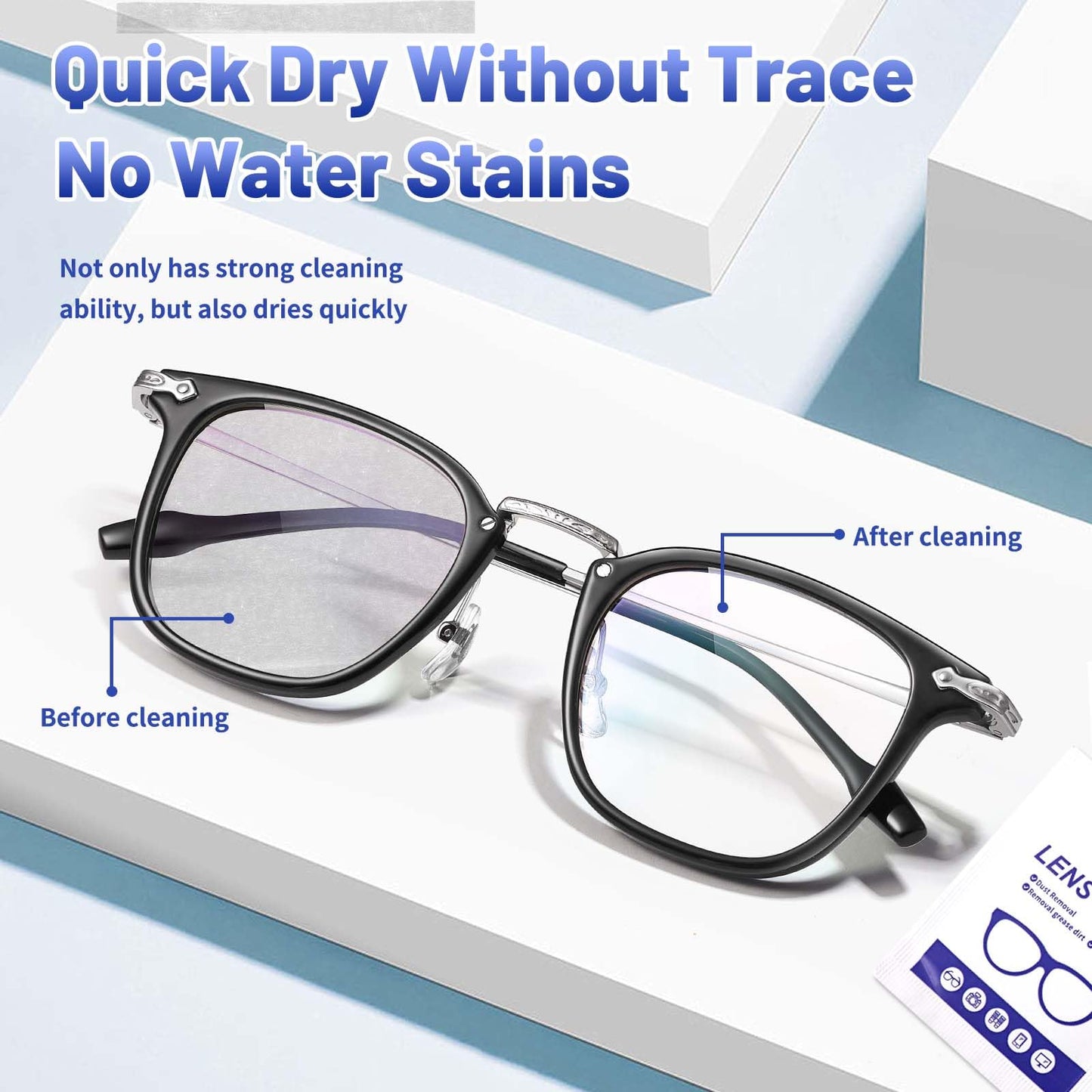 Icepac Lens Wipes for Eyeglasses - 500 Individual Packets | Glasses & Lens Cleaning
