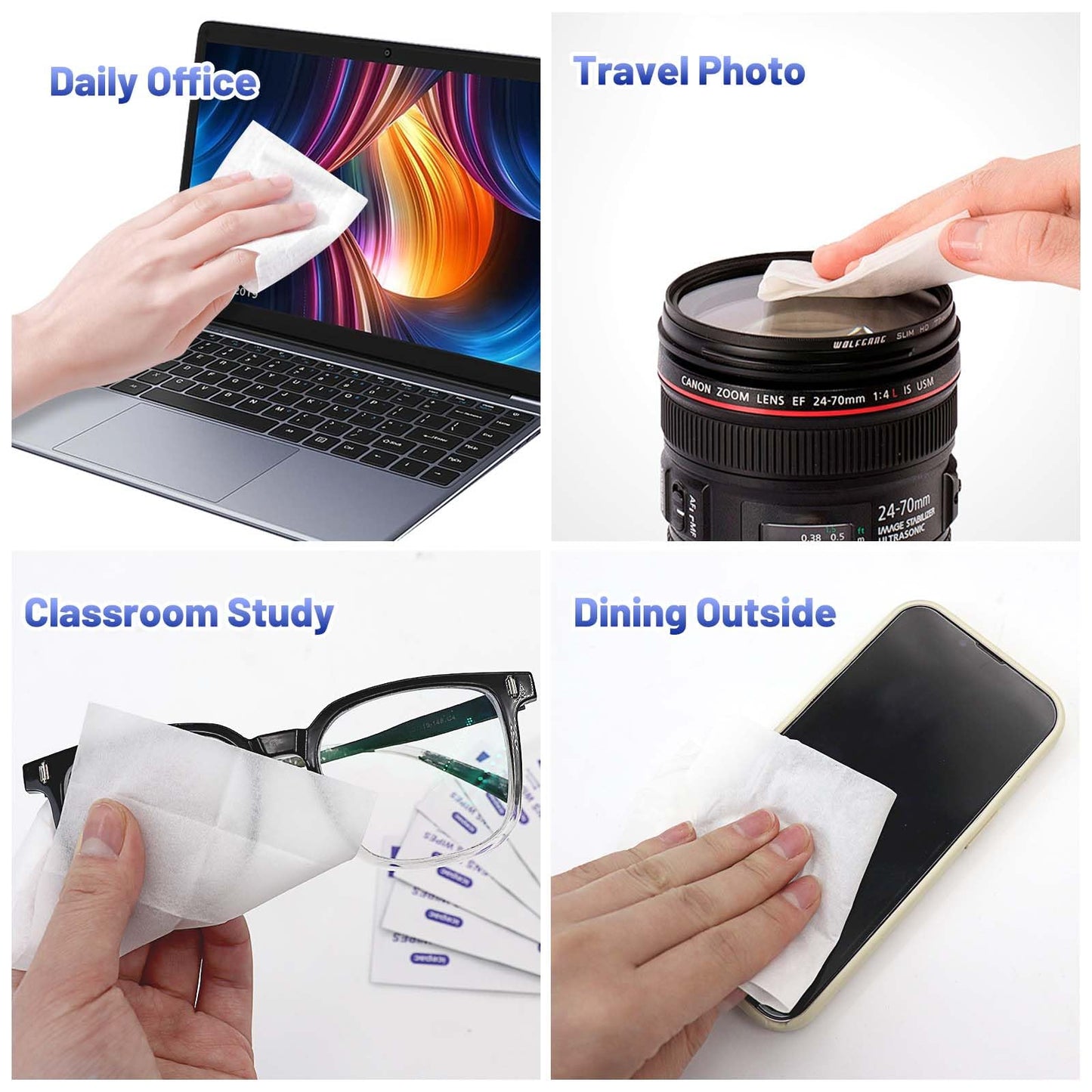 Icepac Lens Wipes for Eyeglasses - 500 Individual Packets | Glasses & Lens Cleaning