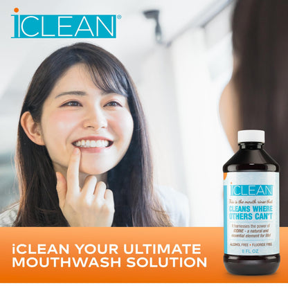 iCLEAN Mouthwash - Fluoride & Alcohol-Free Rinse | Harness The Power of Iodine | Molecular Iodine Mouth Rinse for Clean Oral Care | Gargle for Bad Breath & Oral Wellness | Cleans Where Others Can't