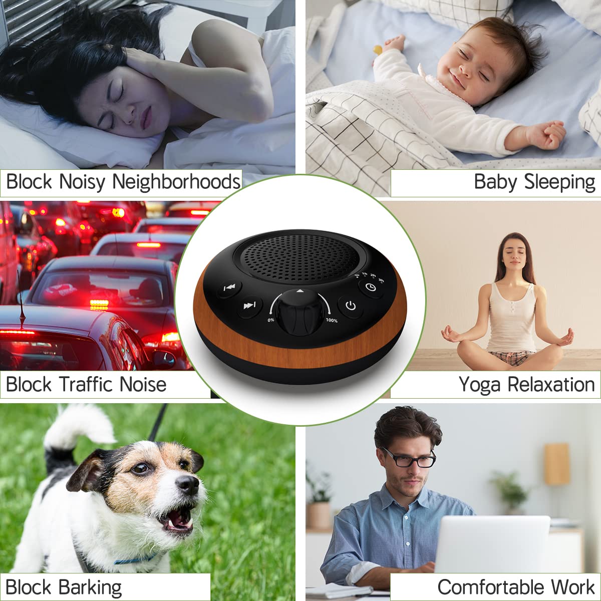 iDealSleep Sound Brown Noise Machine – 30 Soothing Sounds, 36-Level Volume, Auto-Off Timer, Memory