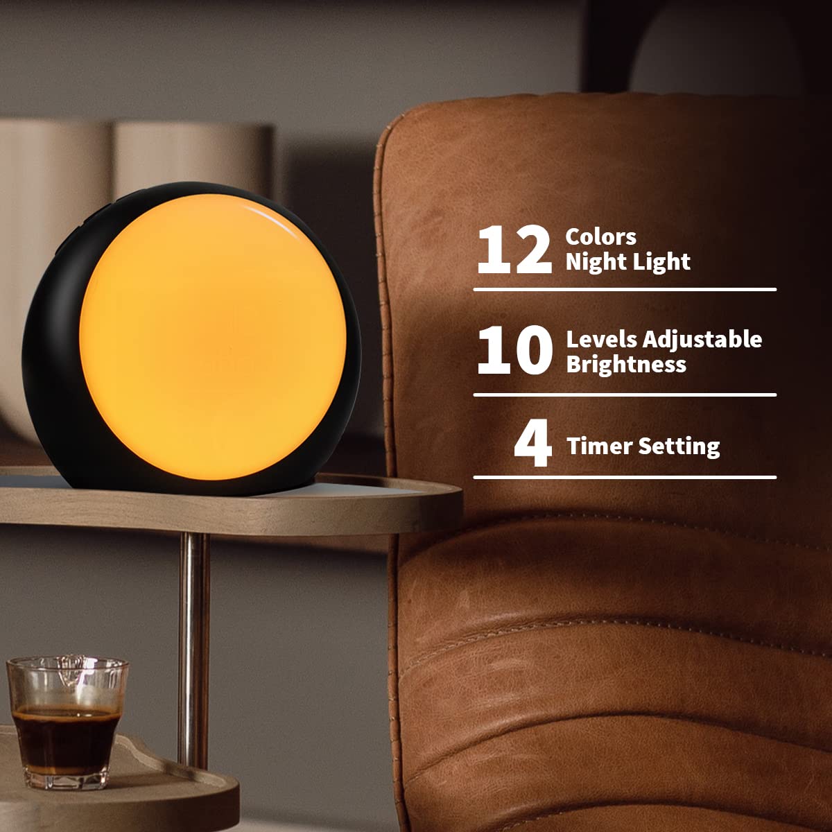 iDealSleep Loudspeakers Brown Noise & White Noise Machine – 30 Soothing Sounds, 12 Night Lights, Auto-Off Timer