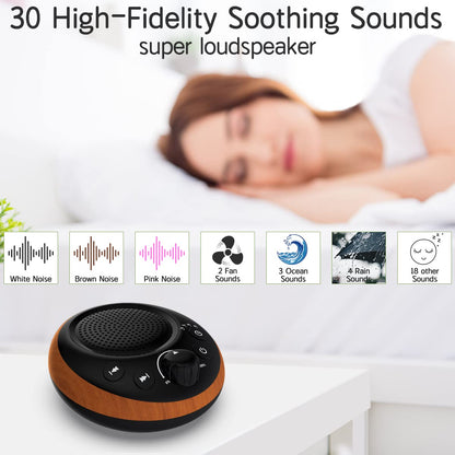 iDealSleep Sound Brown Noise Machine – 30 Soothing Sounds, 36-Level Volume, Auto-Off Timer, Memory